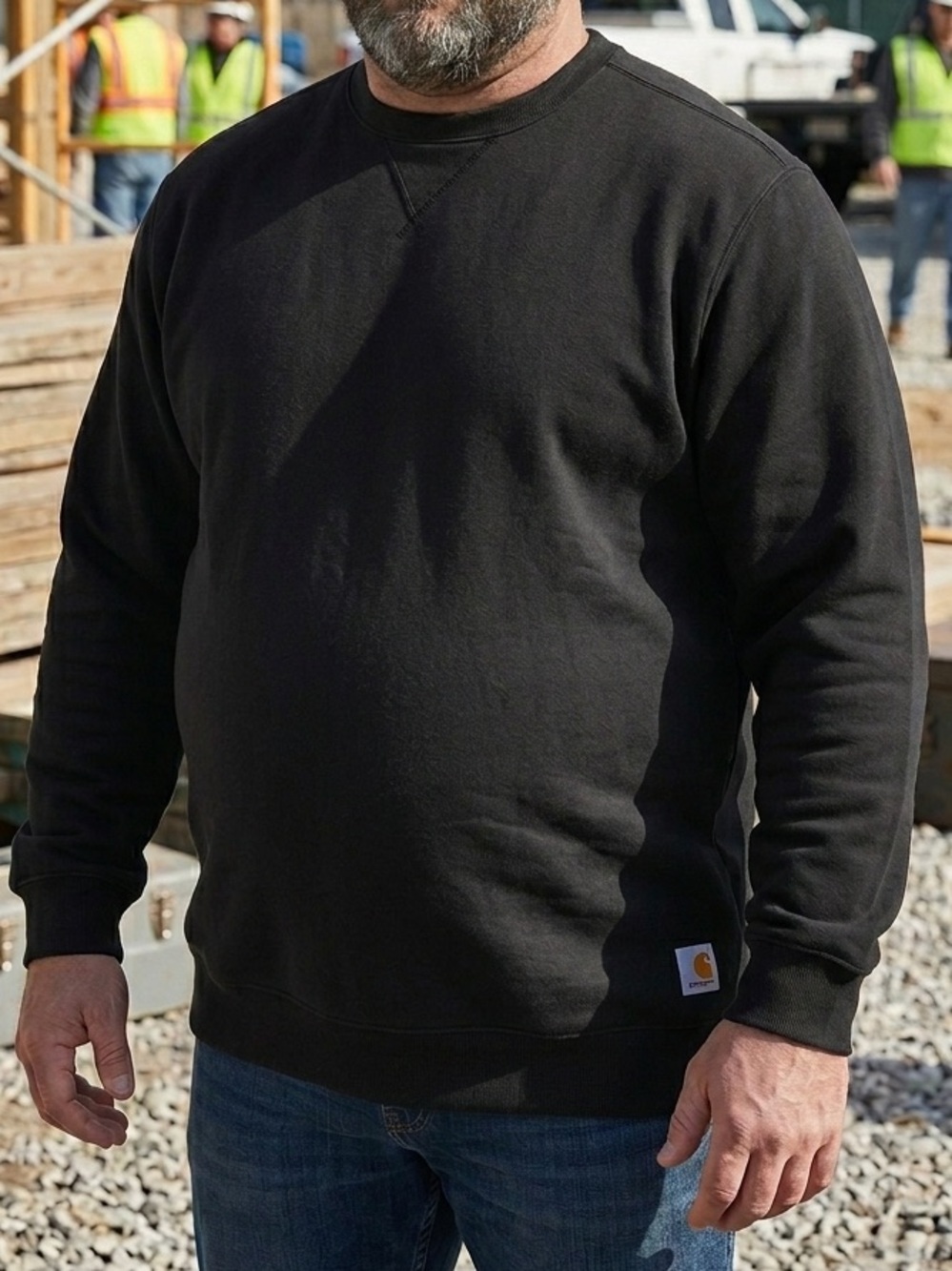 Carhartt K124 Black Crewneck Sweatshirt Loose Fit Workwear 3XL Tall